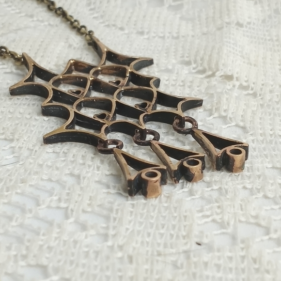 Bronze Pennti Sarpeneva Finnish Modernist Geometric Necklace Vintage 1960s 70s - Picture 7 of 9